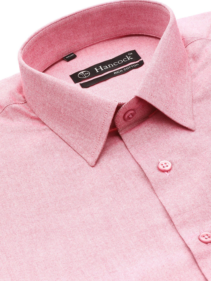 Men Pink Solids Cotton Rich Slim Fit Formal Shirt