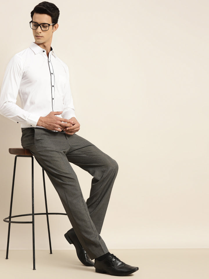 Men White Solid Pure Cotton Slim Fit Formal Shirt