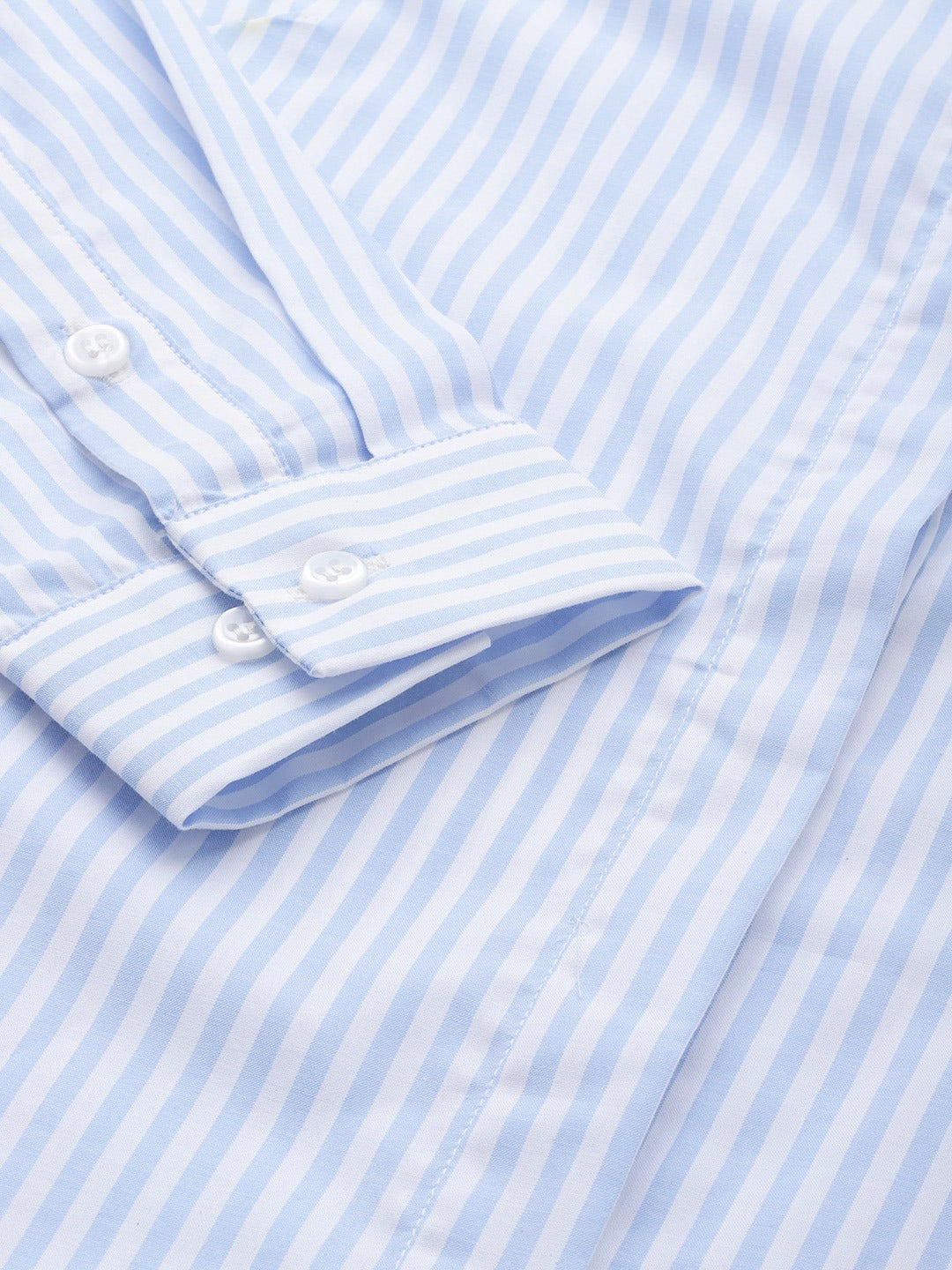 Women Blue & White Stripes Pure Cotton Slim Fit Formal Shirt
