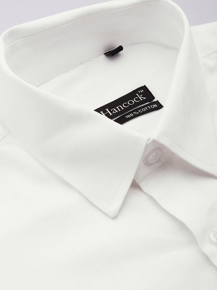 Men White Solids Pure Cotton Slim Fit Formal Shirt