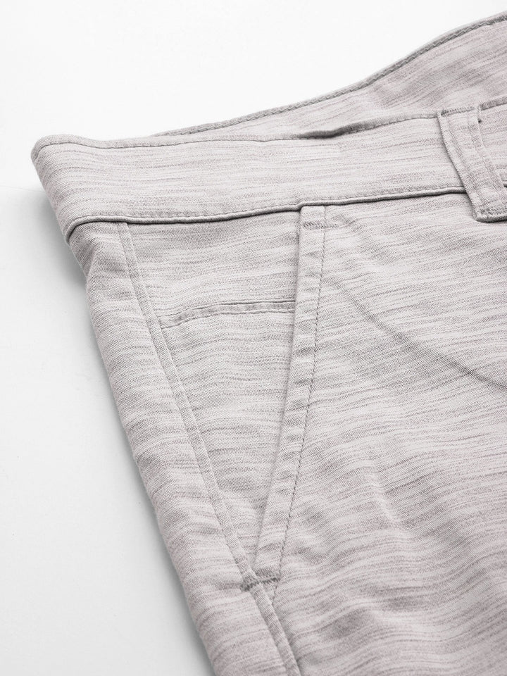 Men Grey Solids Cotton Elastene Slim Fit Formal Trouser