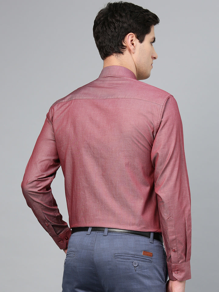 Men Red Pure Cotton Solid Slim Fit Formal Shirt