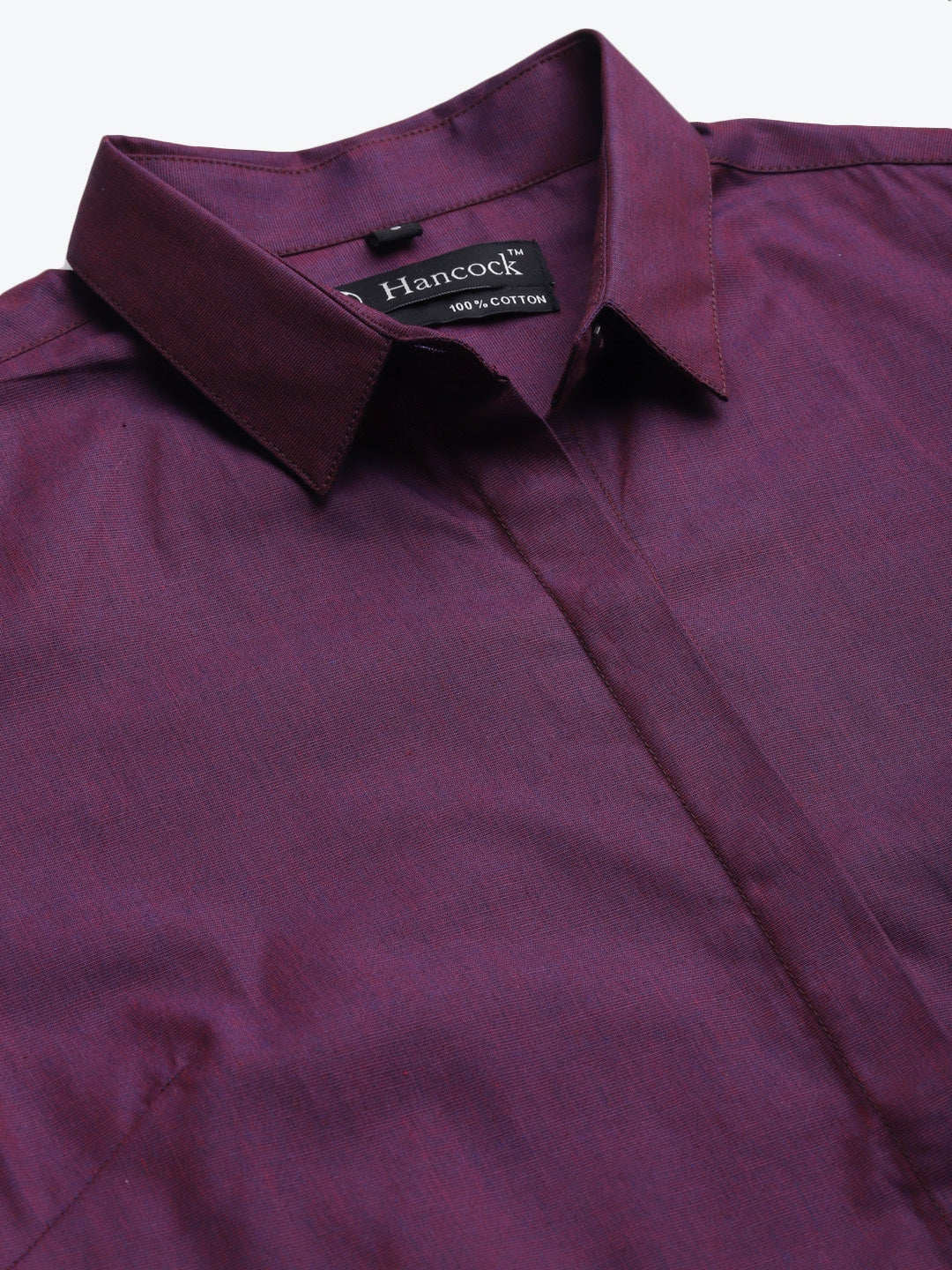 Women Wine Solids Pure Cotton Slim Fit Formal Shirt
