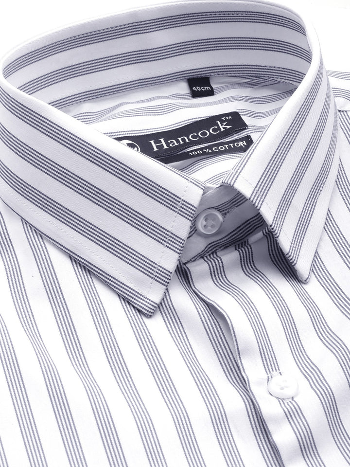 Men White Stripes Pure Cotton Slim Fit Formal Shirt