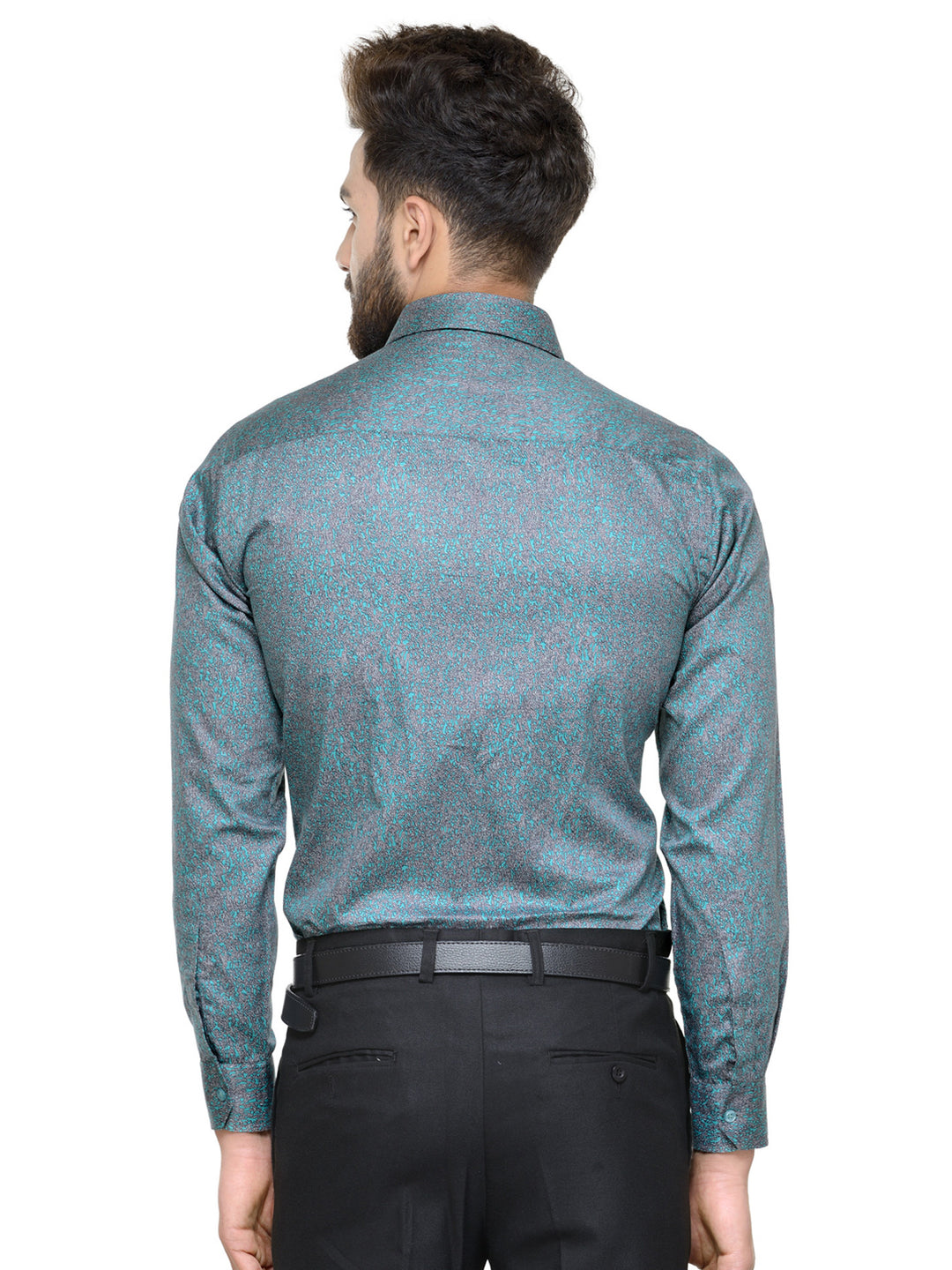 Men Green Printed Pure Cotton Slim Fit Formal Shirt