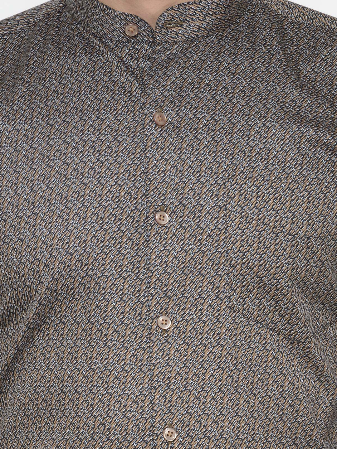 Men Brown and Navy Printed Pure Cotton Slim Fit Formal Shirt