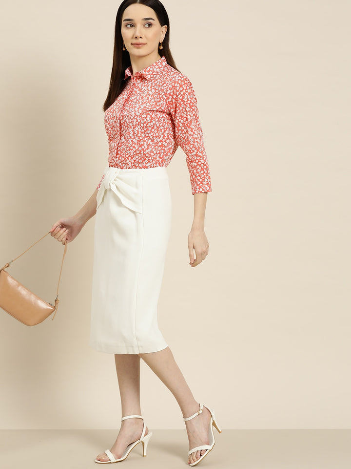 Women Coral Prints Pure Cotton Slim Fit Formal Shirt