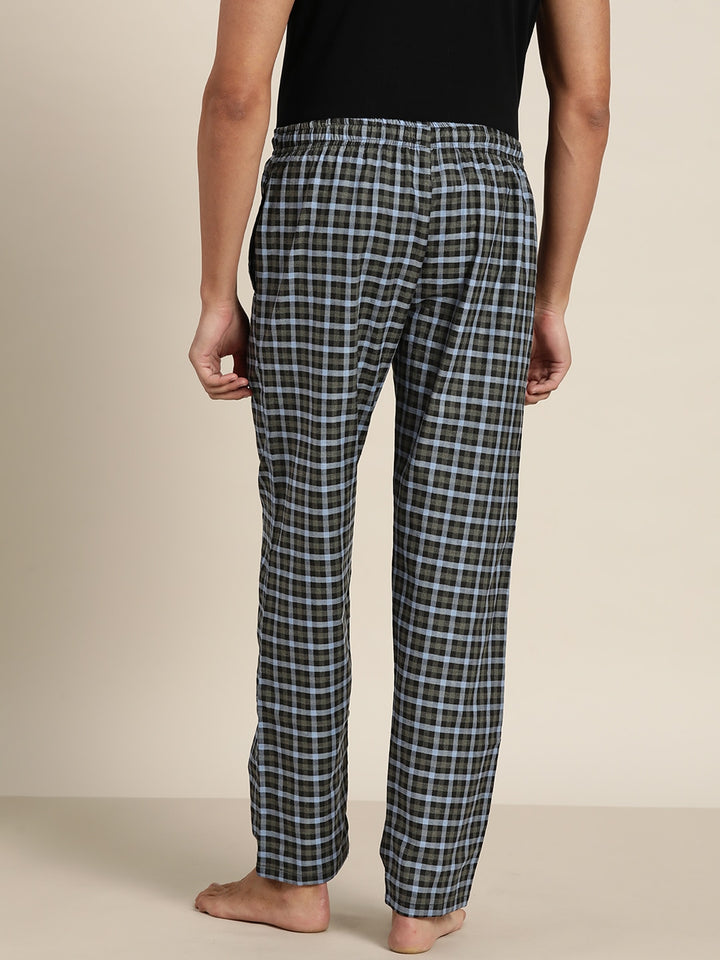 Men Black & grey Checks Pure Cotton Relaxed Fit Casual Lounge Pant