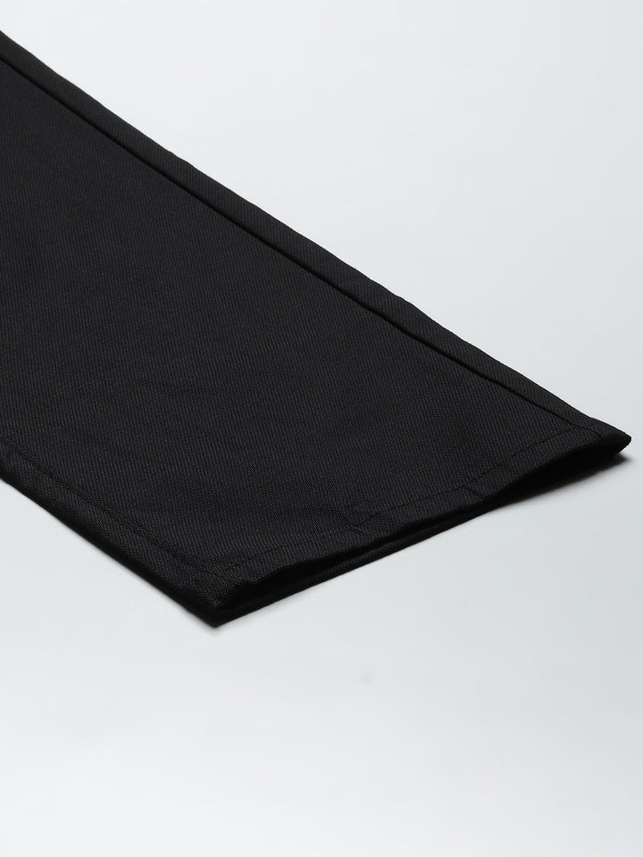 Men Black Solids Cotton Elastene Slim Fit Formal Trouser