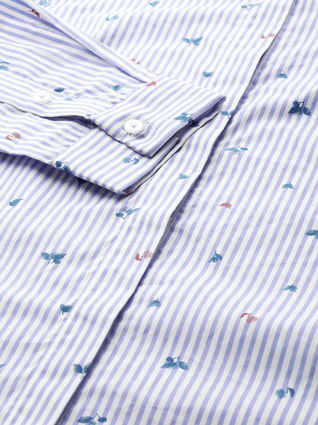 Women White & Blue Stripes Pure Cotton Slim Fit Formal Shirt