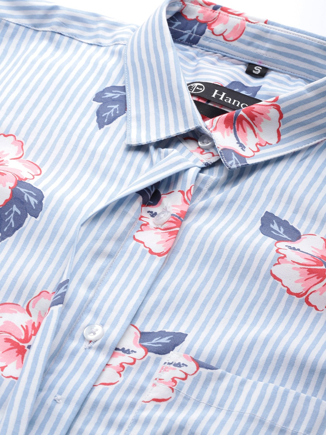 Women White-Blue Prints Pure Cotton Regular Fit Formal Dress