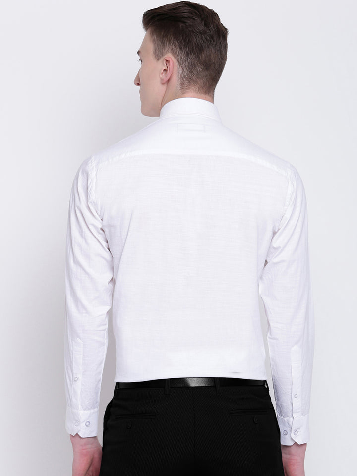 Men White Pure Cotton Solid Slim Fit Formal Shirt