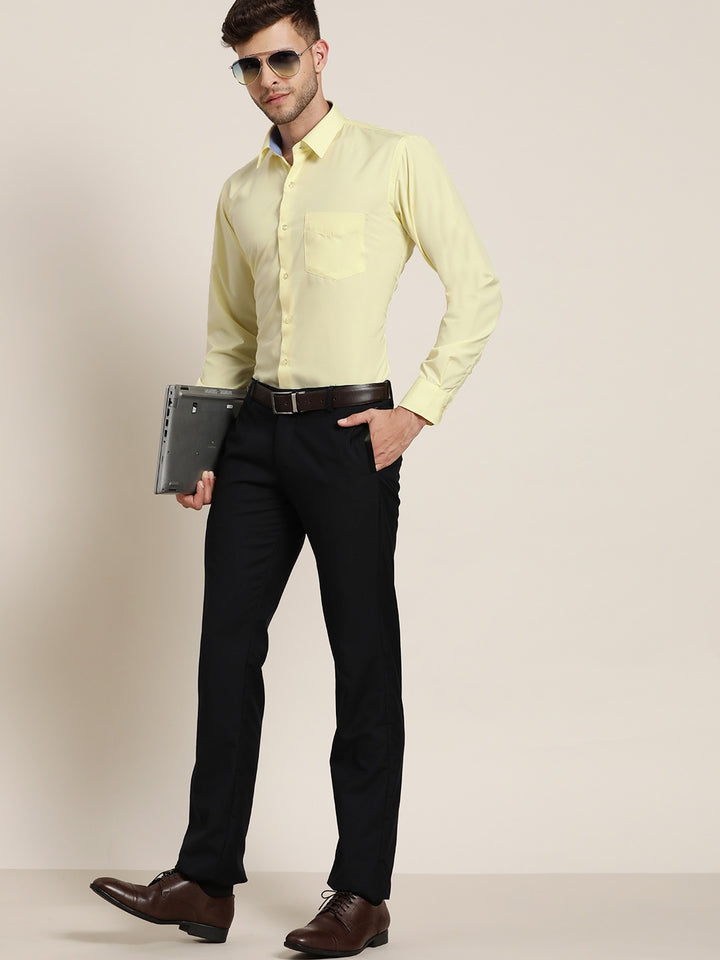 Men Lemon Solids Slim Fit Formal Shirt