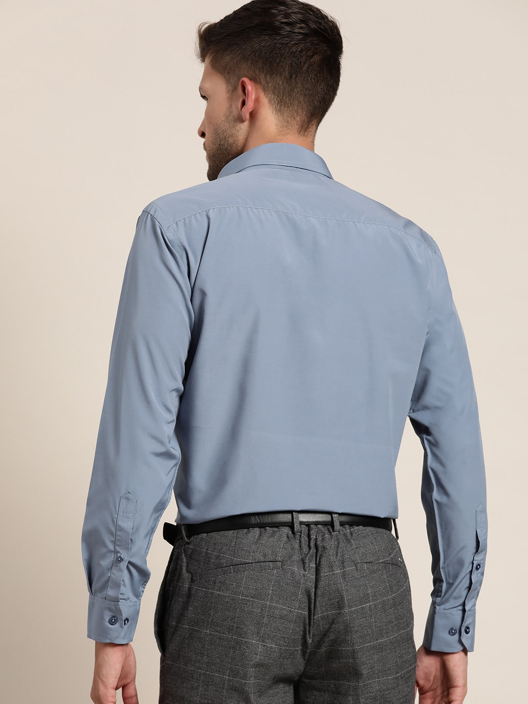 Hancock Men Blue & Grey Solids Slim Fit Formal Shirt Hancock Men Blue & Grey Solids Slim Fit Formal Shirt