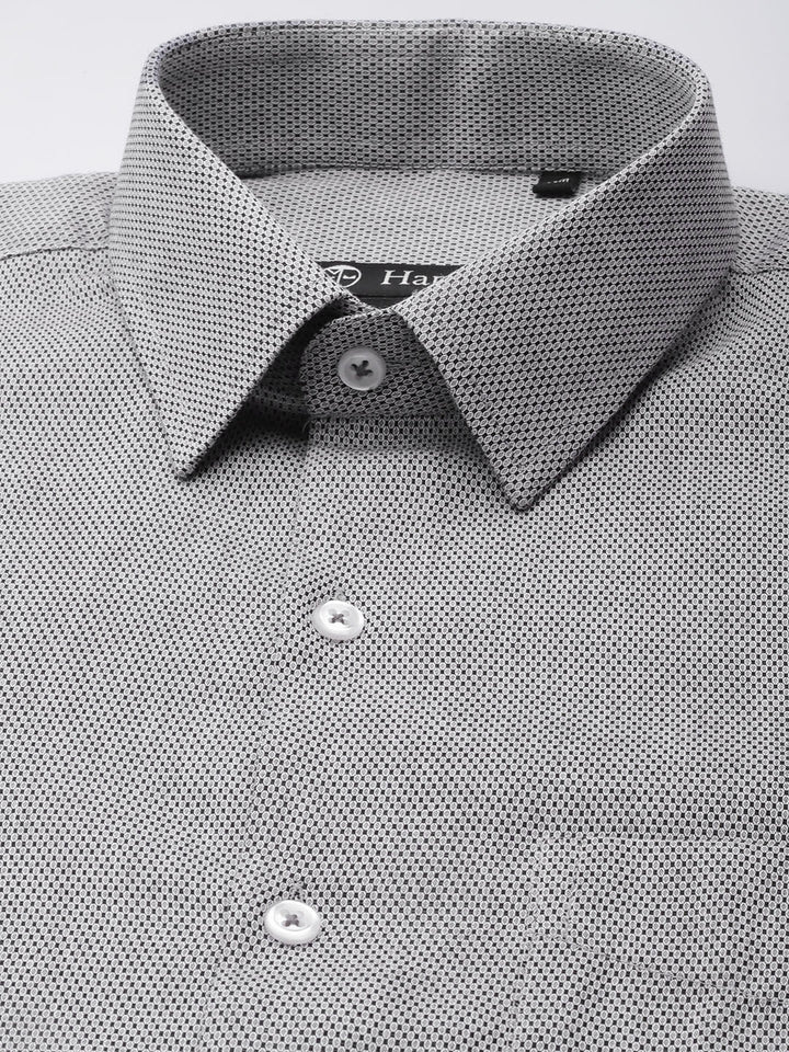 Men Grey Solids Pure Cotton Slim Fit Formal Shirt