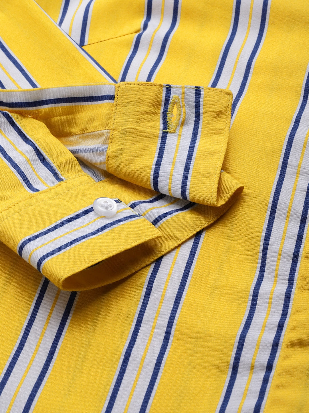 Women Yellow Striped Pure Cotton Slim Fit Formal Shirt