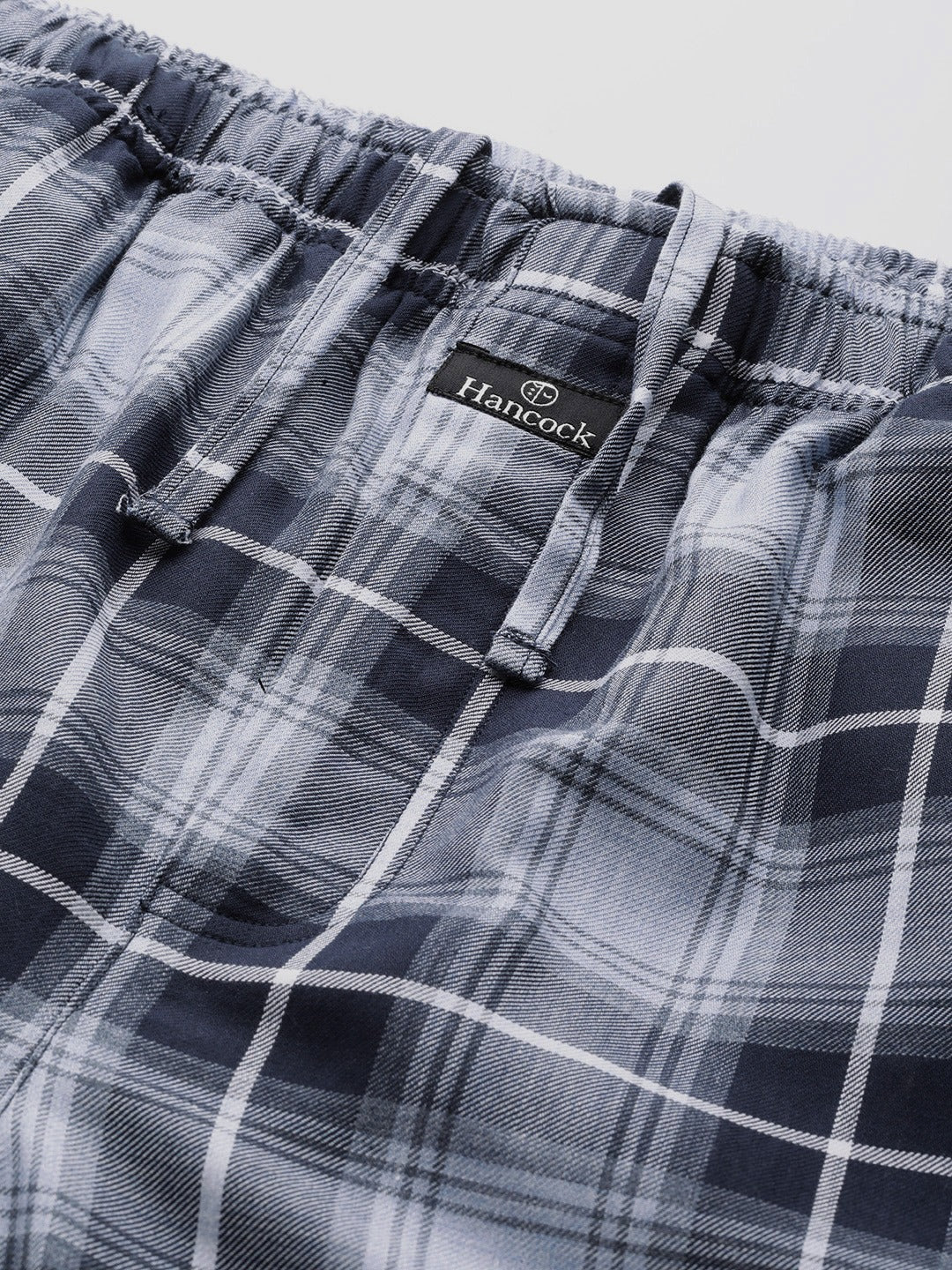 Men Blue Checked Cotton Relaxed Fit Casual Lounge Pant