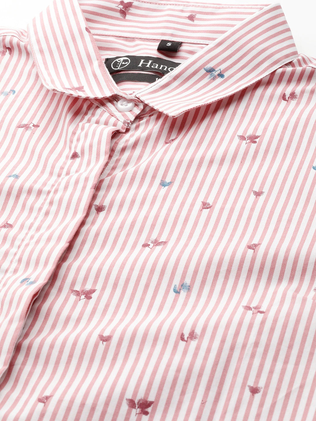 Women White & Pink Stripes Pure Cotton Slim Fit Formal Shirt