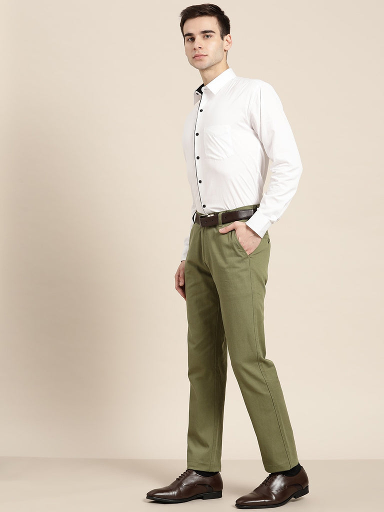 Buy CLARECLARA OLIVE GREEN SLIM FIT FORMAL TROUSER Online at Best Prices  in India  JioMart