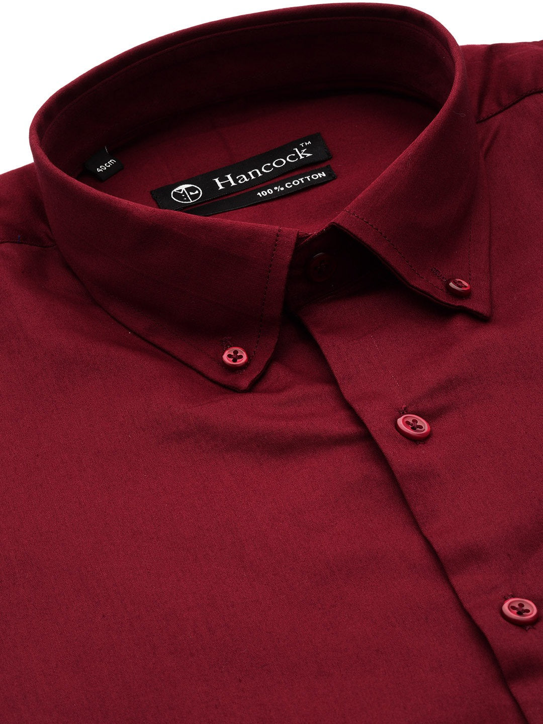 Men Maroon Solid Satin Pure Cotton Slim Fit Formal Shirt