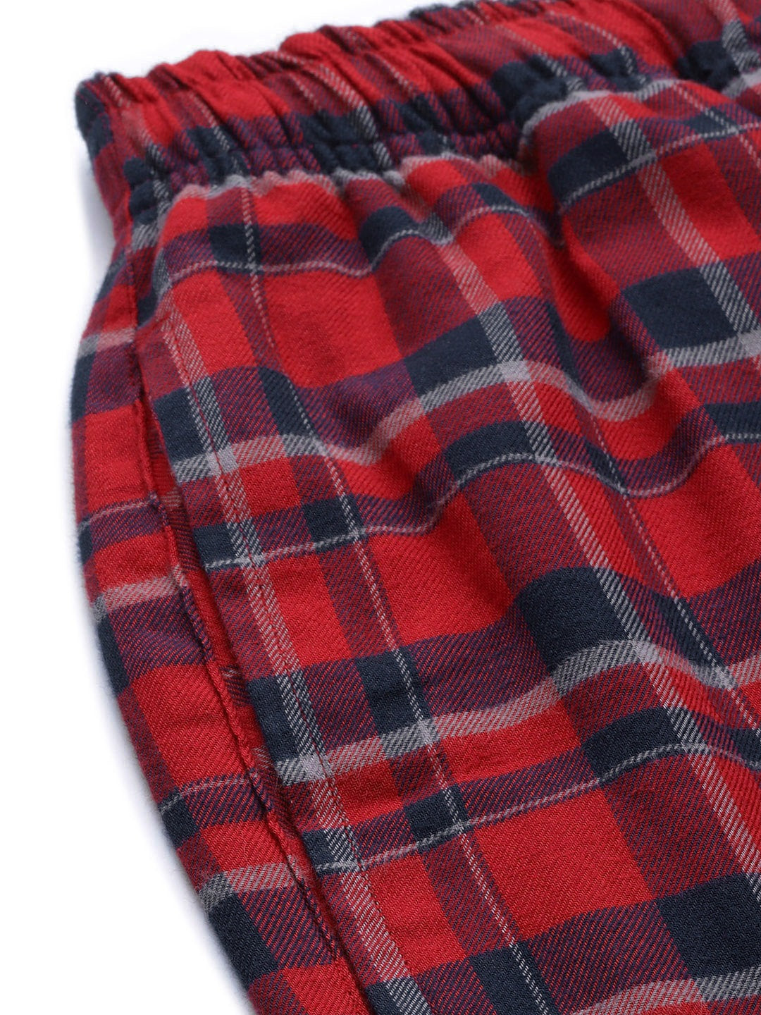 Men Red & Navy Checks Pure Cotton Relaxed Fit Casual Lounge Pant