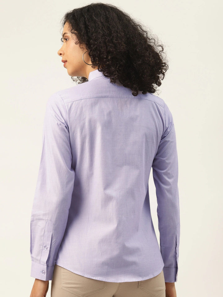 Women Light Purple Solids Pure Cotton Slim Fit Formal Shirt