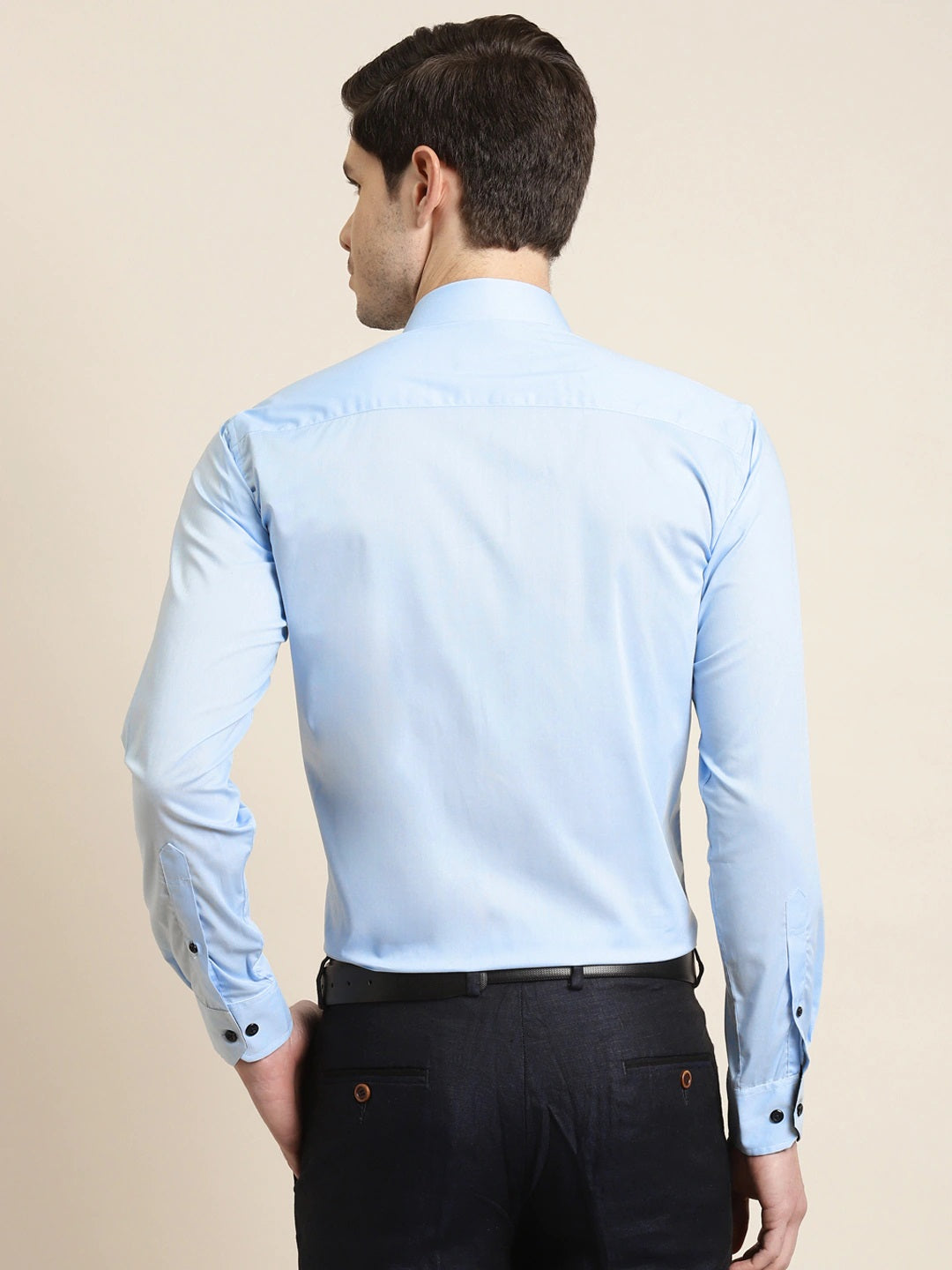 Men Sky Solid Pure Cotton Slim Fit Formal Shirt