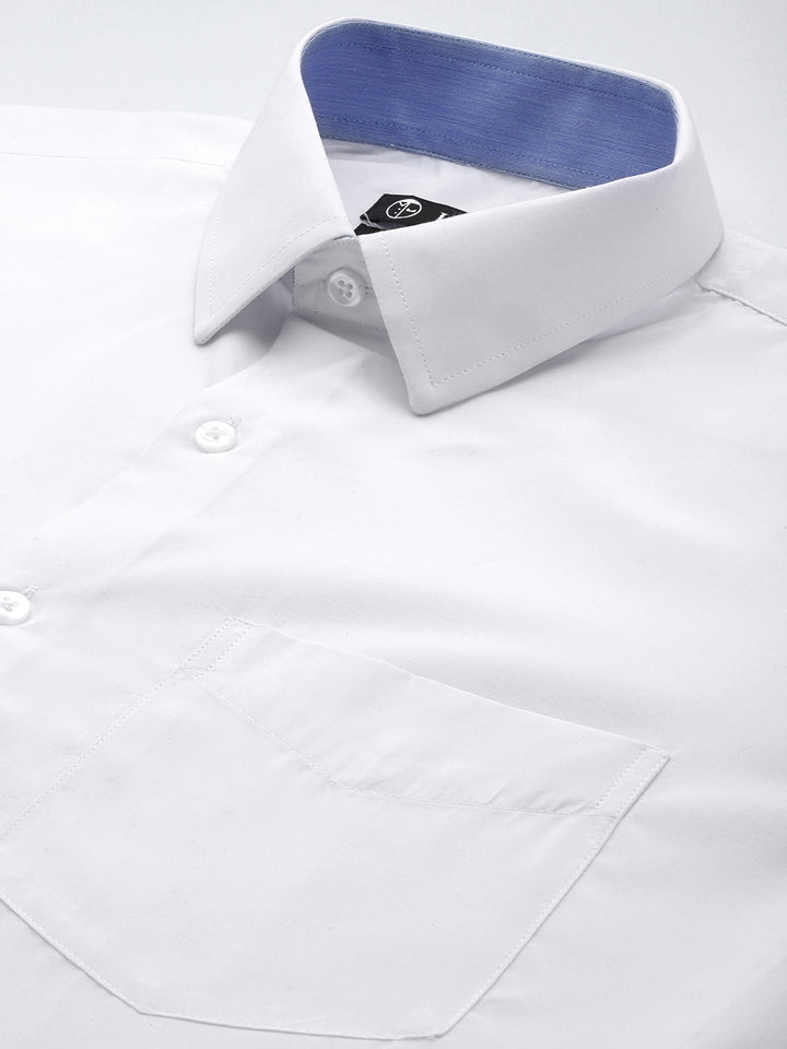 Men White Solids Slim Fit Formal Shirt