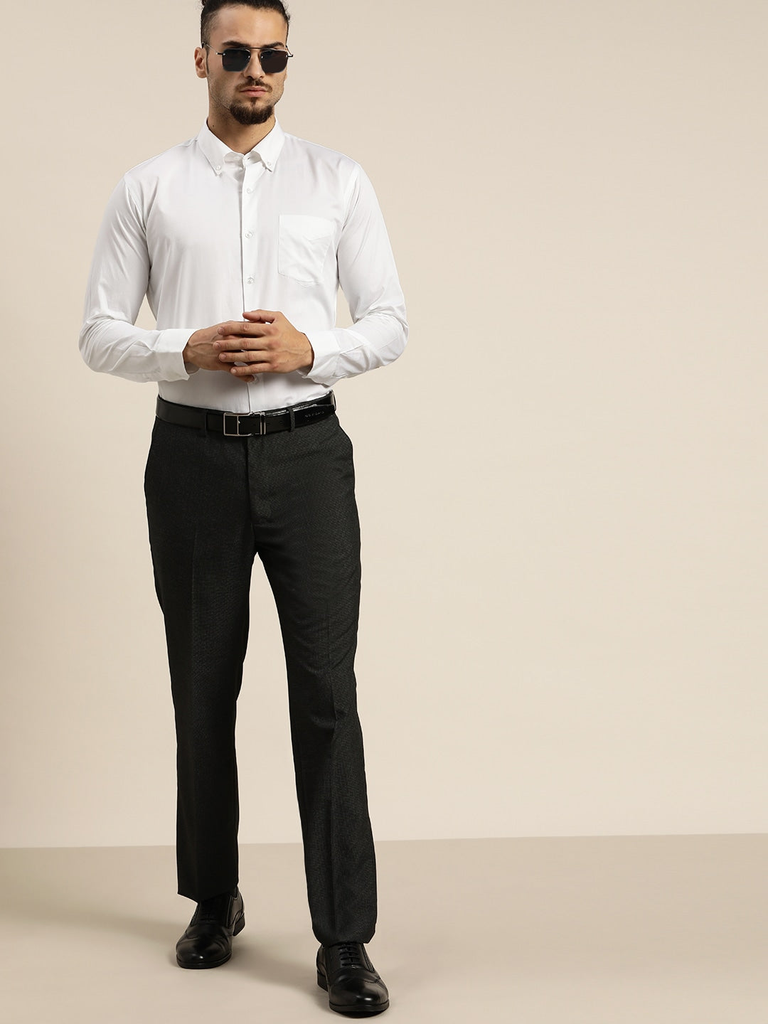 Men White Solid Slim Fit Pure Cotton Formal Shirt