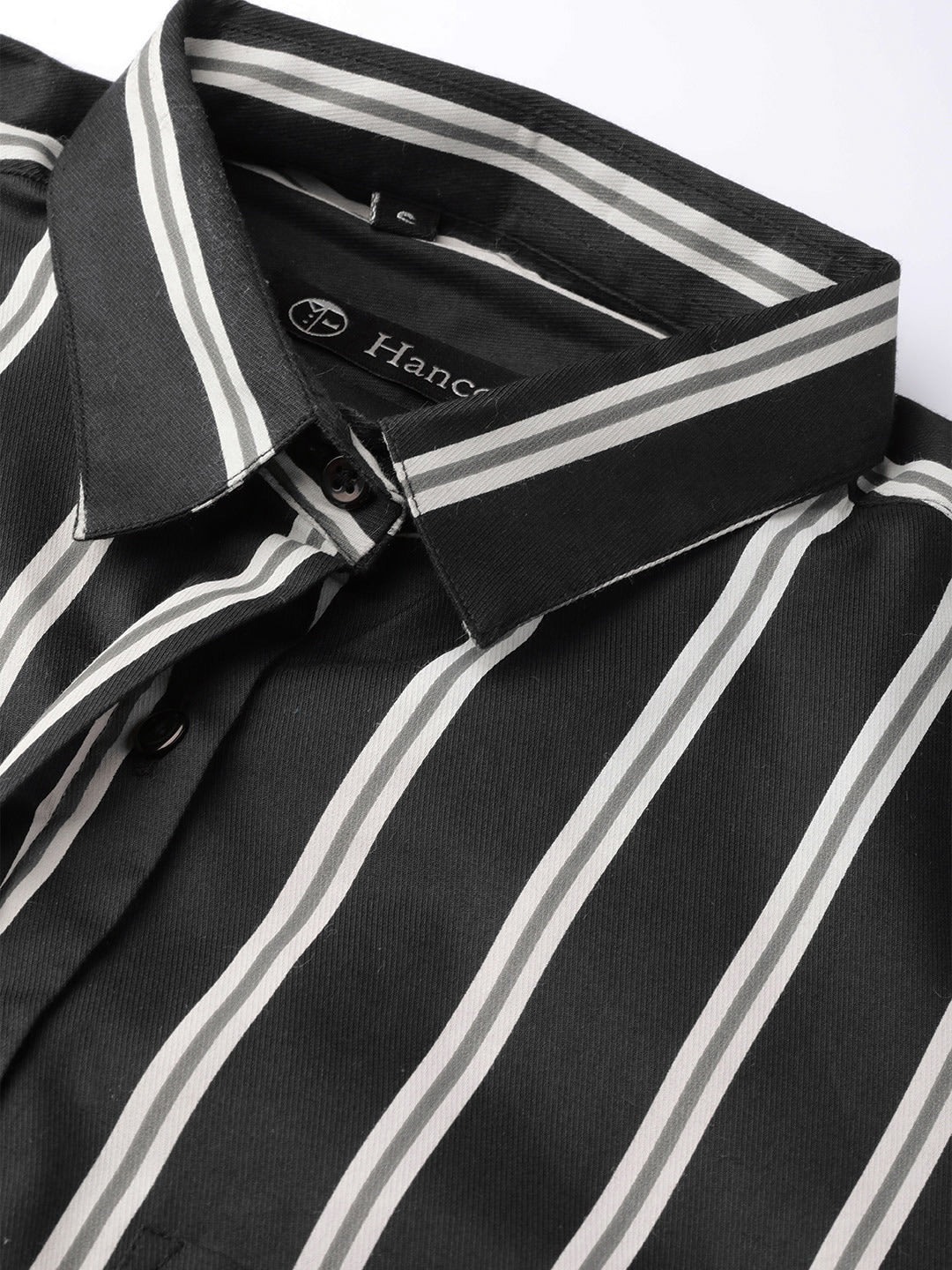 Women Black & Grey Stripes Pure Cotton Regular Fit Formal Dress