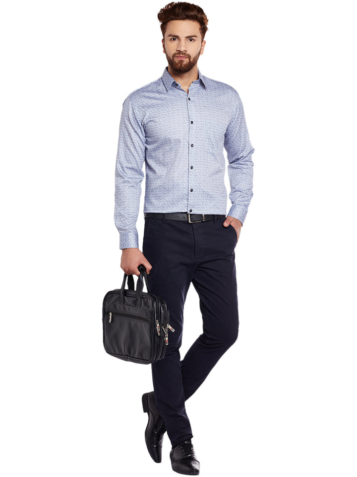 Men Grey Printed Pure Cotton Slim Fit Formal Shirt