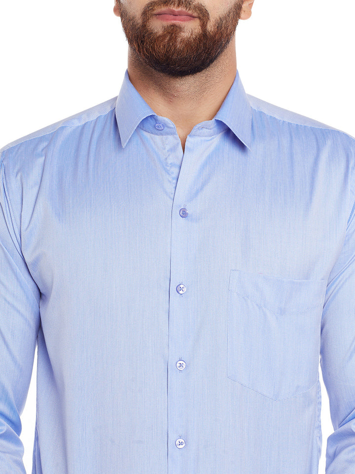 Men Blue Solid Slim Fit Formal Shirt