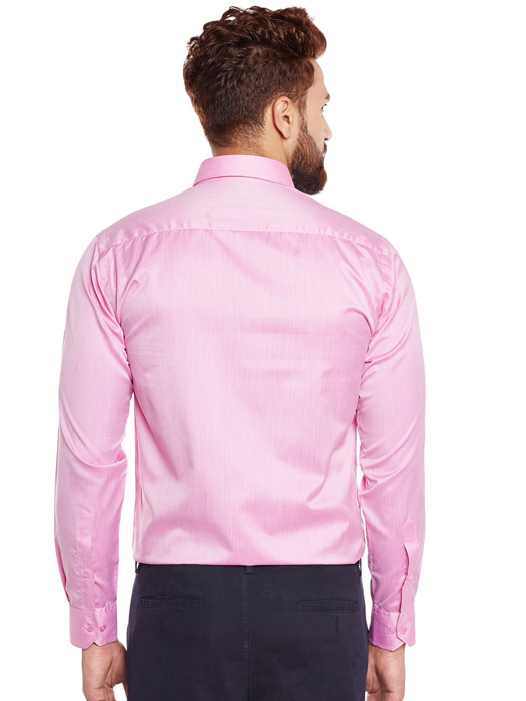 Men Fuschia Pink Solid Slim Fit Formal Shirt