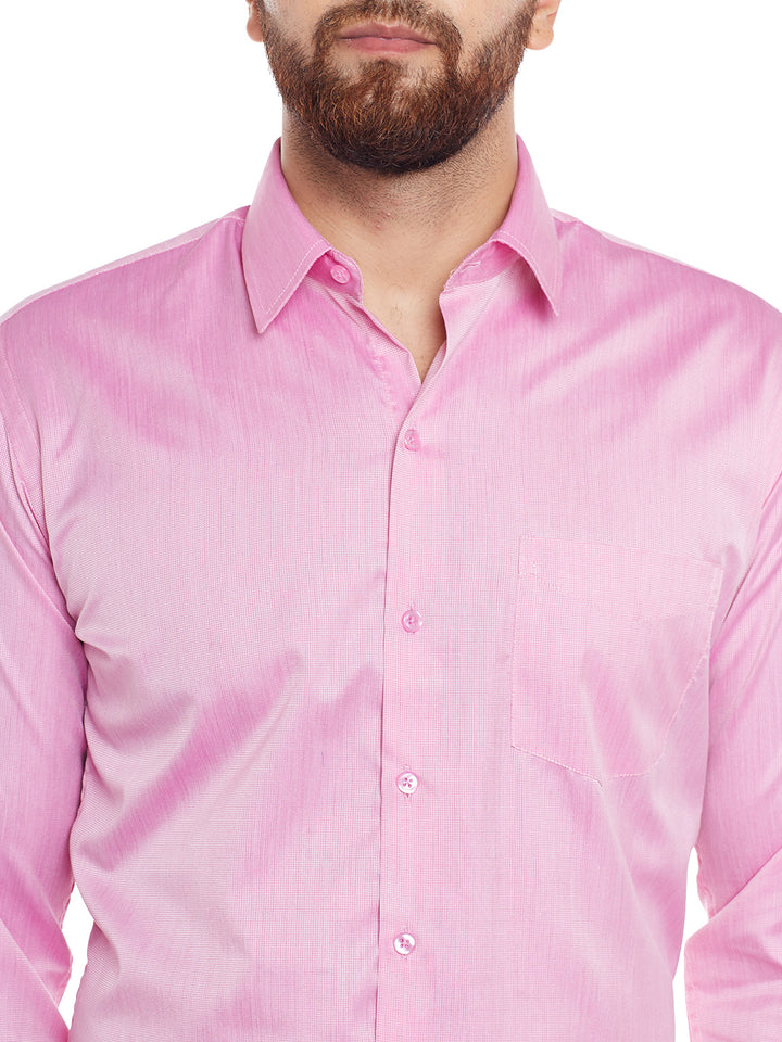 Men Fuschia Pink Solid Slim Fit Formal Shirt