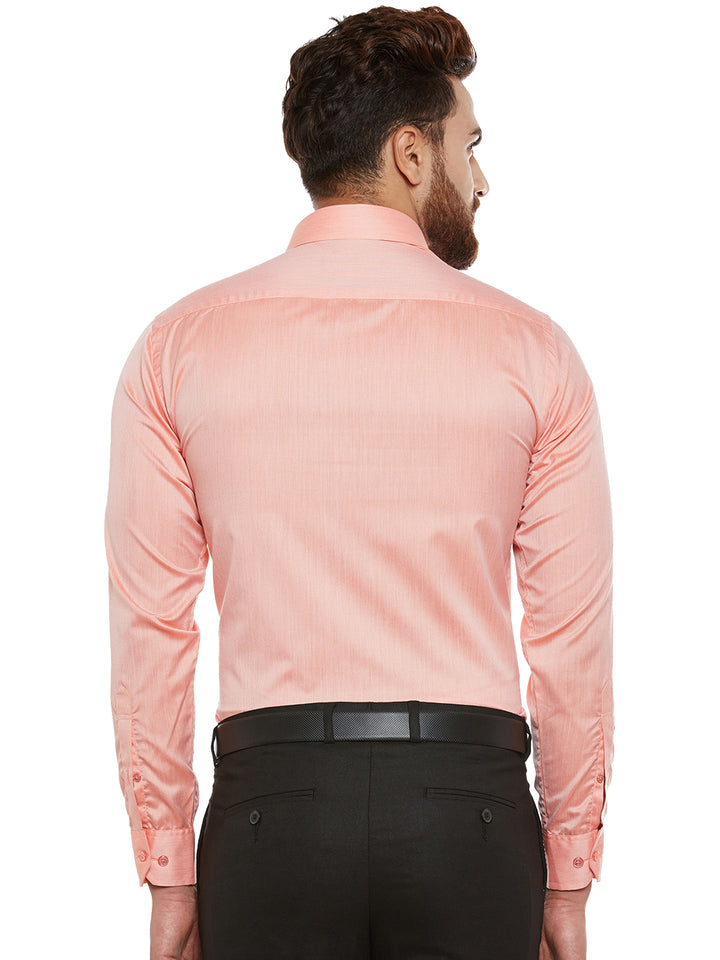 Men Orange Solid Slim Fit Formal Shirt