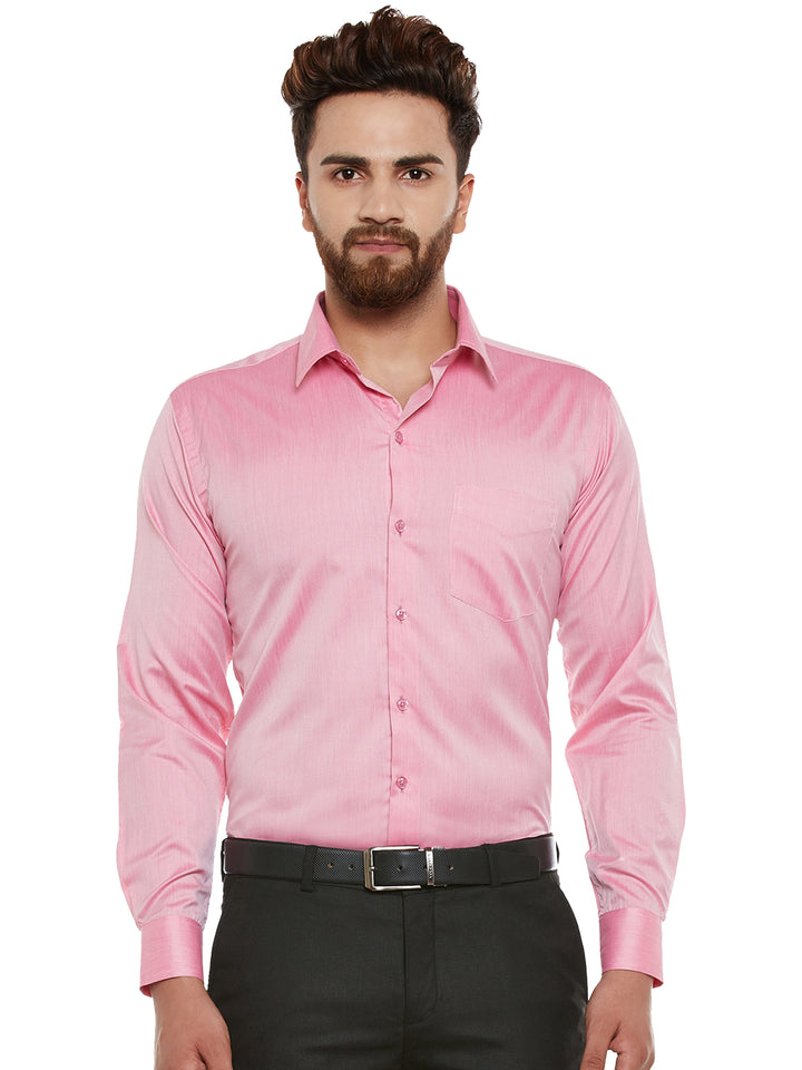 Men Pink Solid Slim Fit Formal Shirt