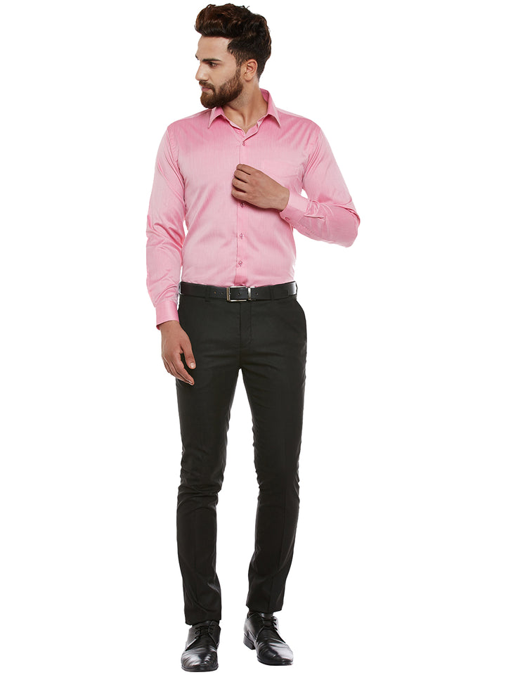 Men Pink Solid Slim Fit Formal Shirt