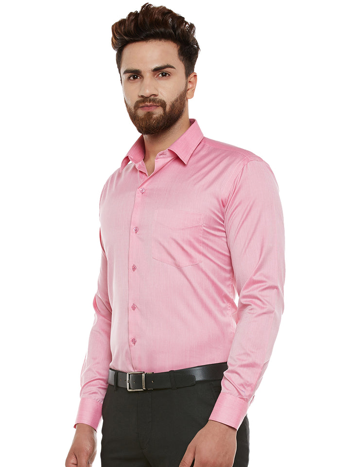 Men Pink Solid Slim Fit Formal Shirt