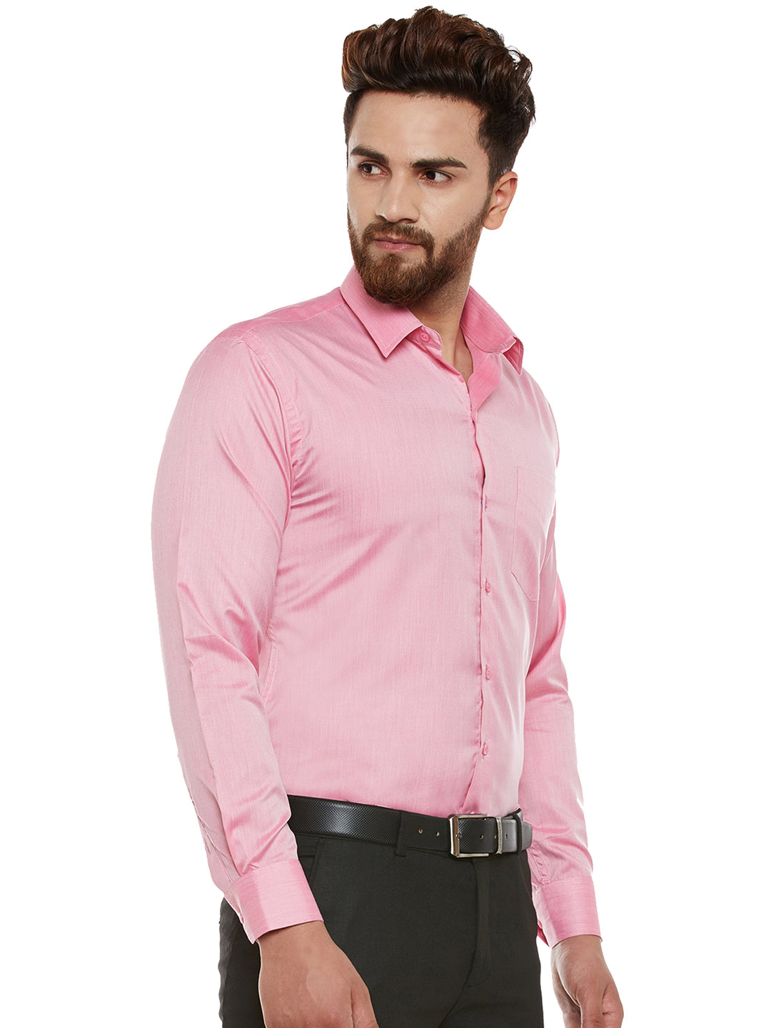 Men Pink Solid Slim Fit Formal Shirt
