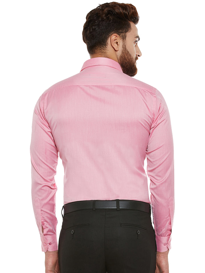 Men Pink Solid Slim Fit Formal Shirt
