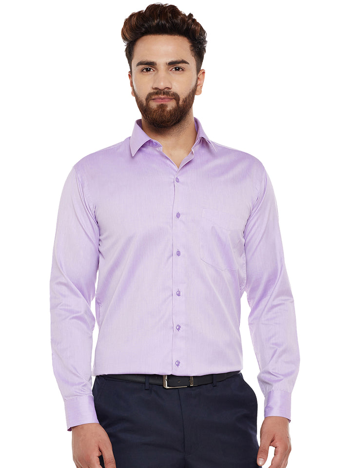 Men Purple Solid Slim Fit Formal Shirt