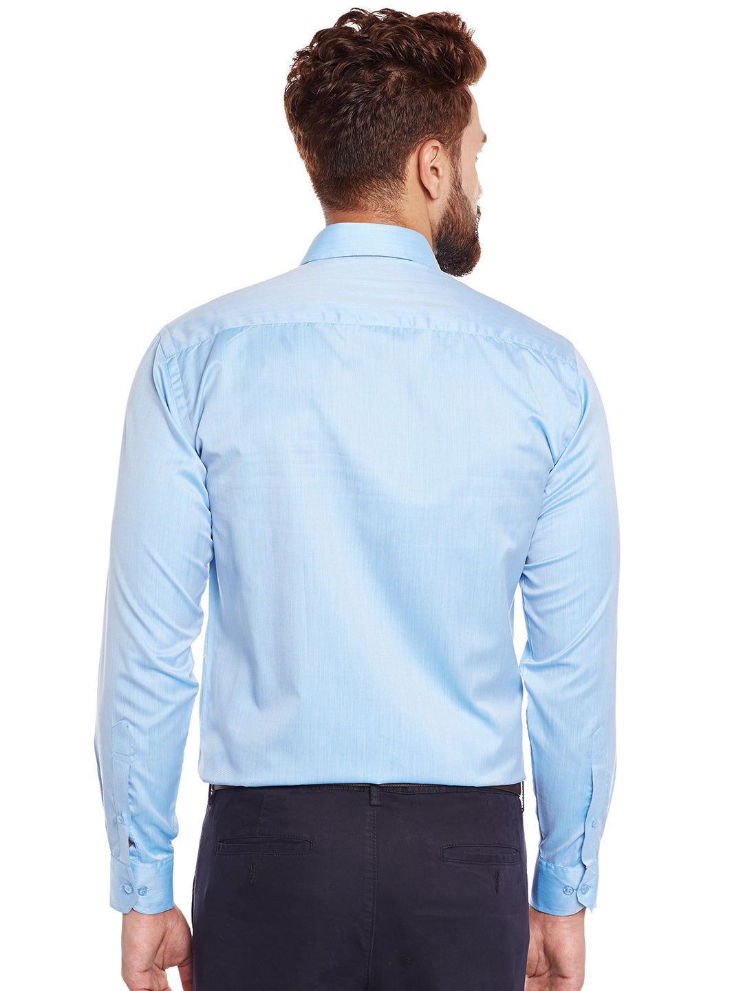 Men Turquoise Blue Solid Slim Fit Formal Shirt