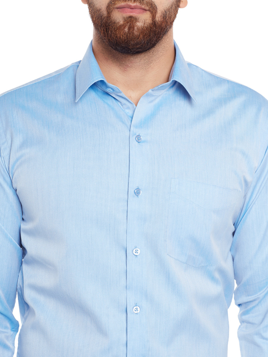 Men Turquoise Blue Solid Slim Fit Formal Shirt