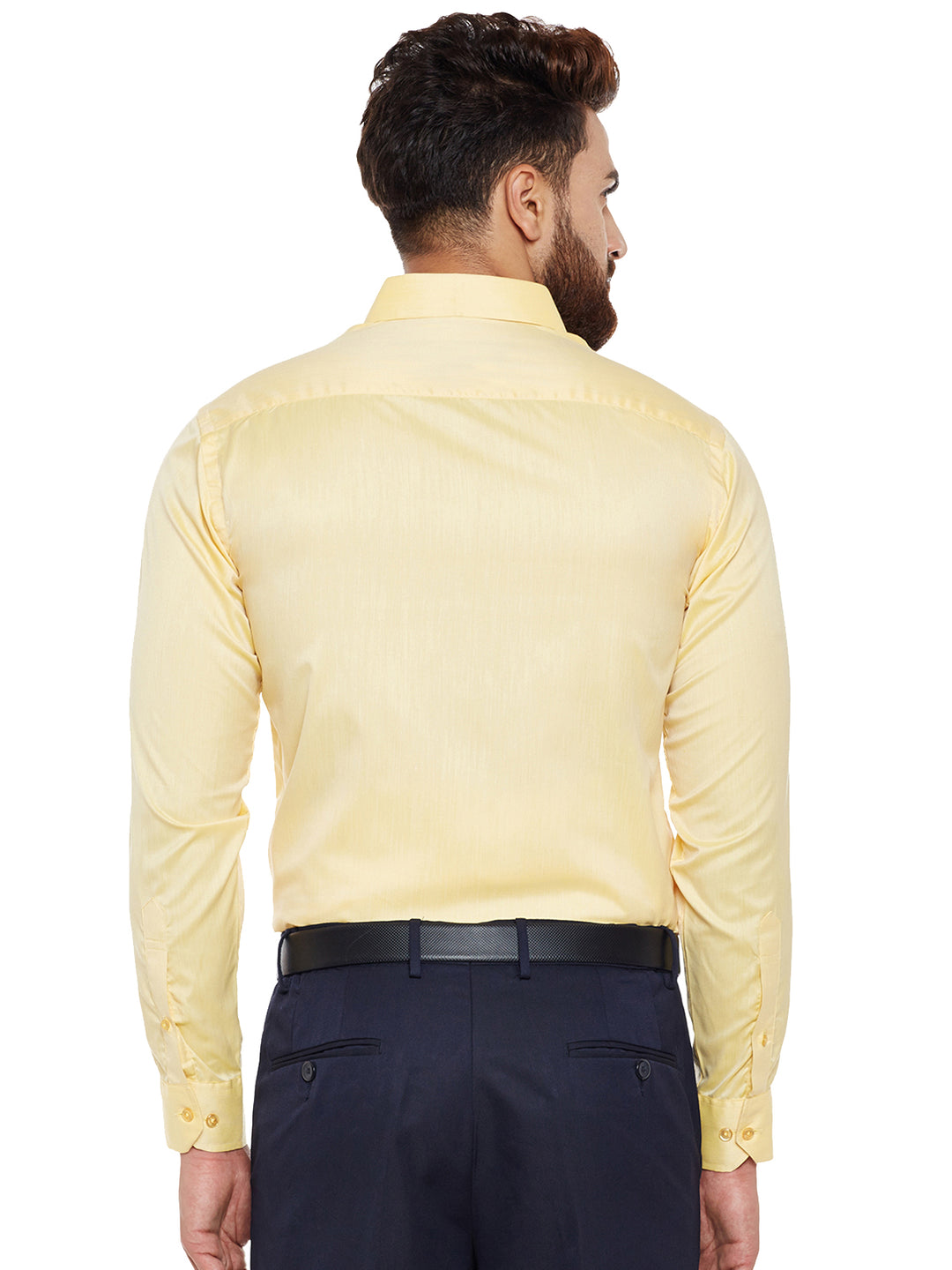 Men Yellow Solid Slim Fit Formal Shirt