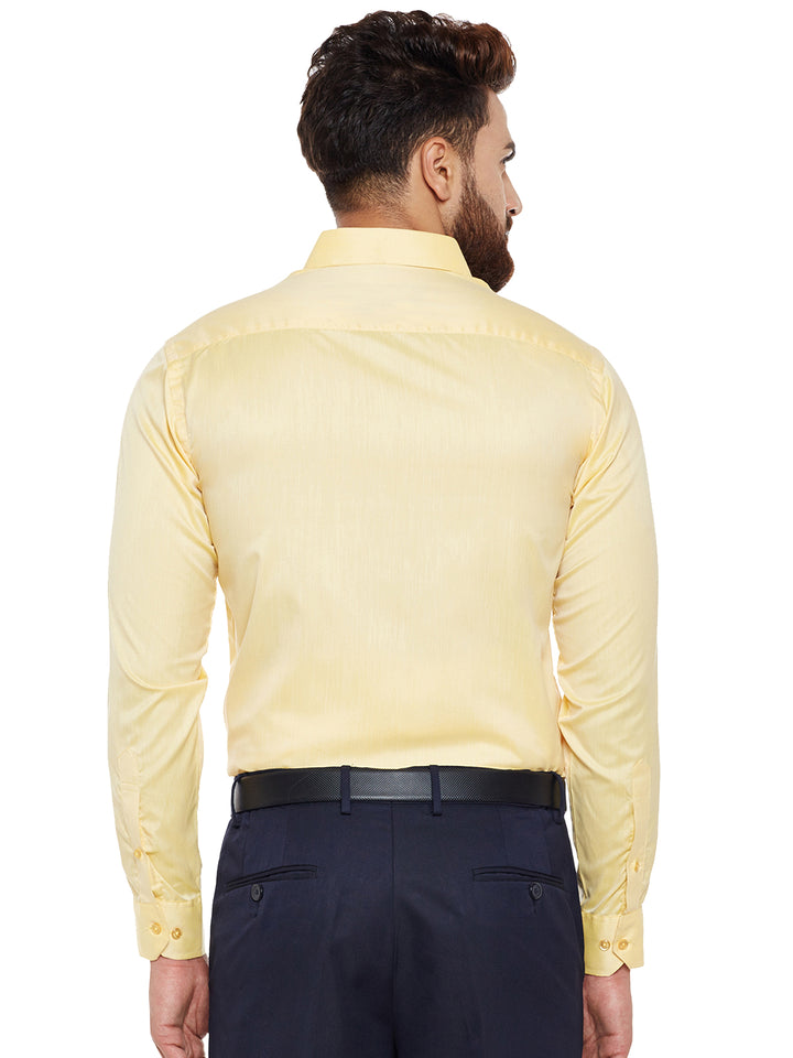 Men Yellow Solid Slim Fit Formal Shirt
