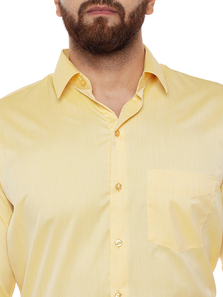 Men Yellow Solid Slim Fit Formal Shirt