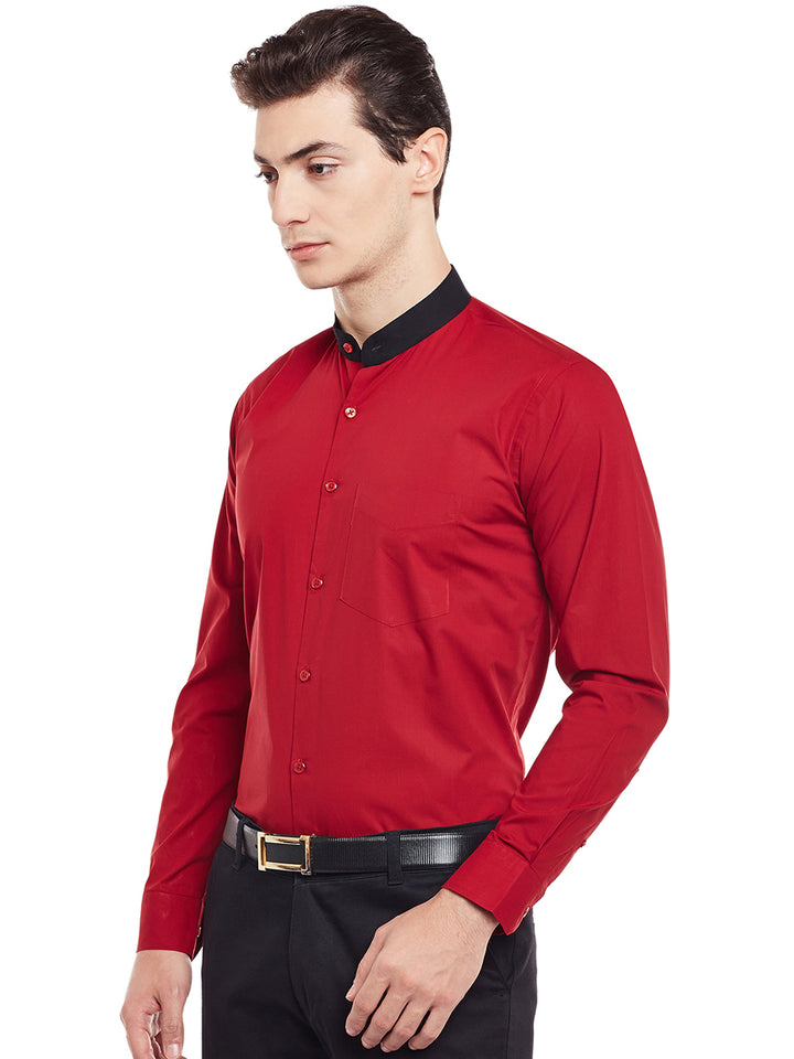 Men Maroon Solid Slim Fit Pure Cotton Formal Shirt