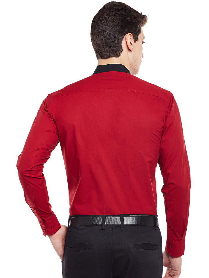 Men Maroon Solid Slim Fit Pure Cotton Formal Shirt