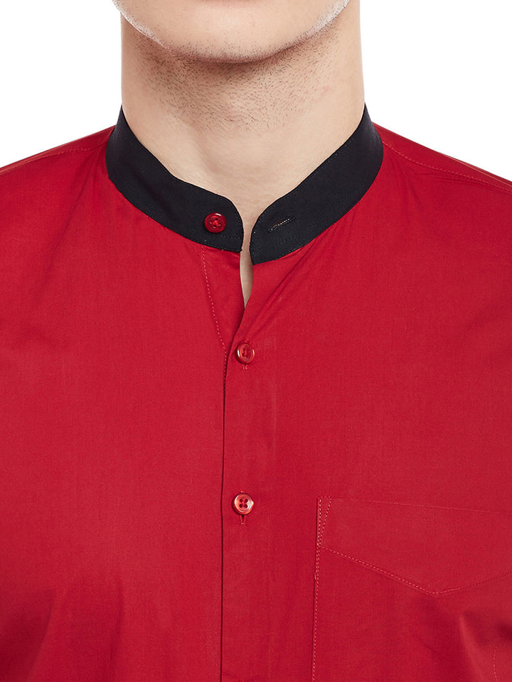 Men Maroon Solid Slim Fit Pure Cotton Formal Shirt
