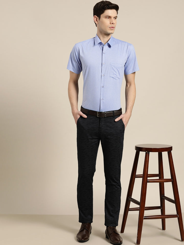 Men Sky Solids Cotton Rich Slim Fit Formal Shirt